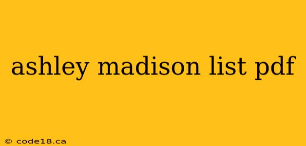 ashley madison list pdf