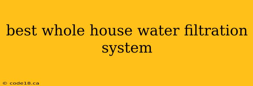 best whole house water filtration system