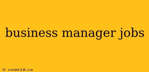 business manager jobs