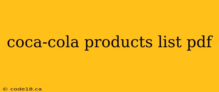 coca-cola products list pdf