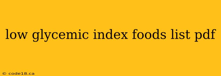 low glycemic index foods list pdf