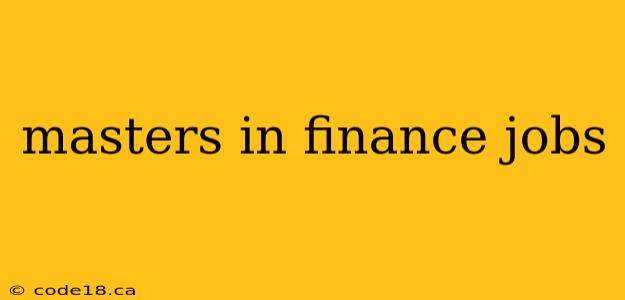 masters in finance jobs