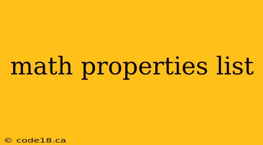 math properties list