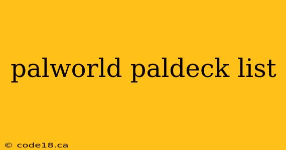 palworld paldeck list